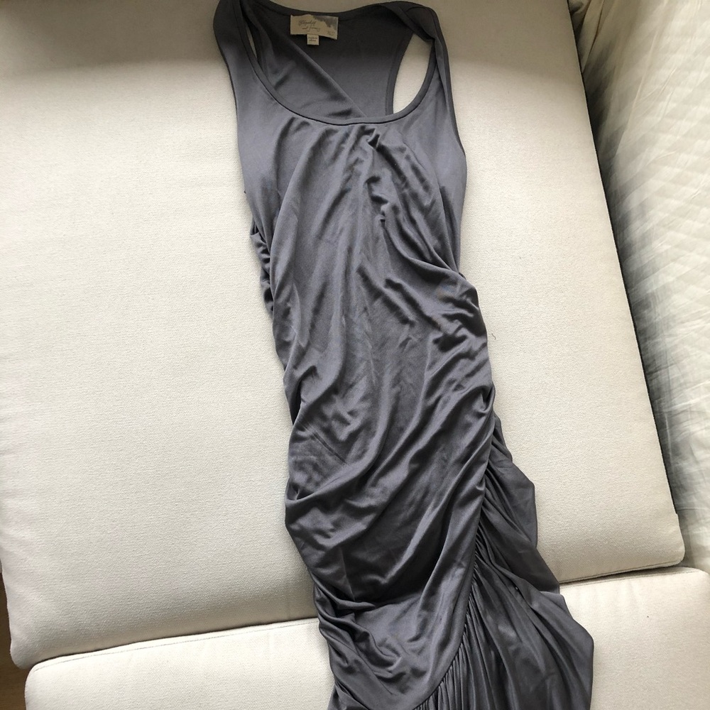 Elizabeth and James racetrack ruched dress.